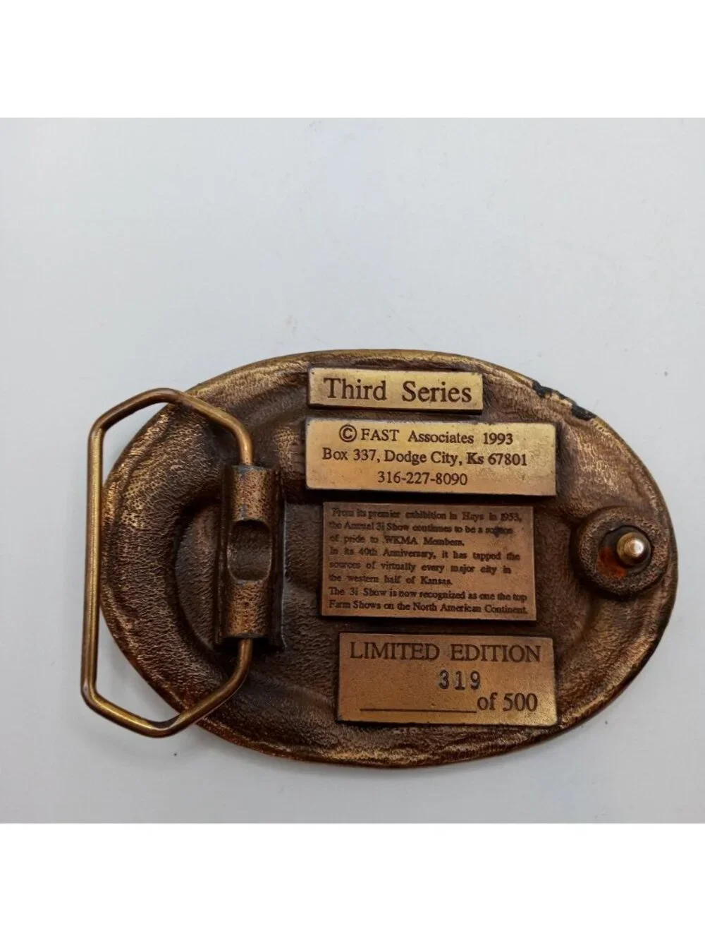 Great Bend KS Belt Buckle 1994 Tractor Farm Implements Kansas Farm 3I Show